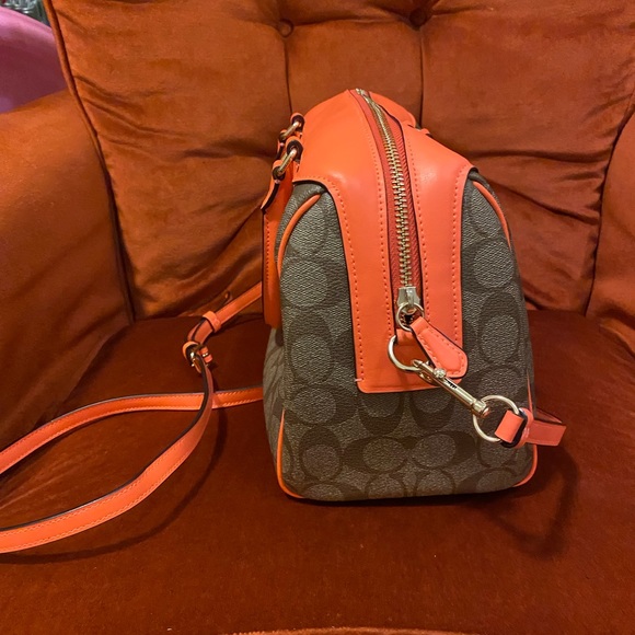 Coach Khaki & Neon Orange Bennett Crossbody Bag - Picture 8 of 11
